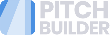PitchBuilder.io White Transparent Logo (for Footer). PItch Deck Consultants